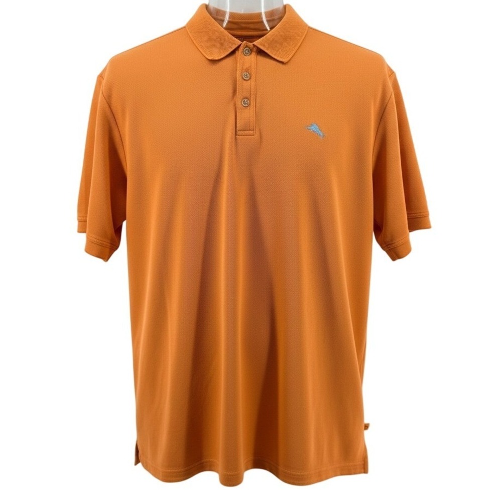 Tommy Bahama Polo Shirt Mens 3XL Orange Pique Knit Short Sleeve Marlin Logo